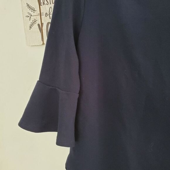 Anthropologie Green Envelope Women's Size M Blue Textured Back Zip Bell Sleeve - Picture 4 of 11